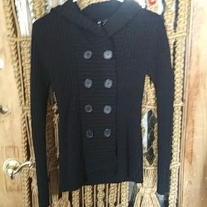 Black hooded sweater